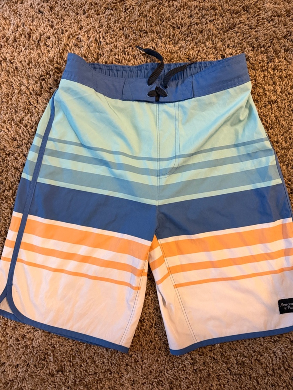 Boys Abercrombie & Fitch Striped Board Shorts - Blue, Mint & Coral size 13/14